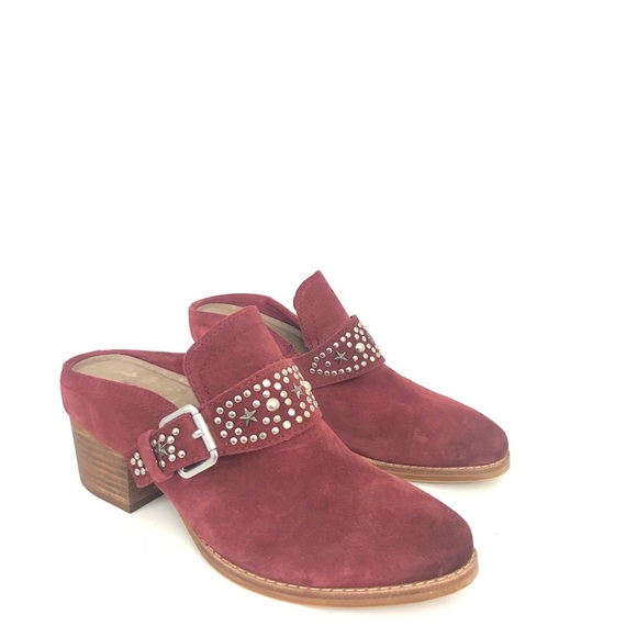 Earth Size 7 Denton Red Suede Studs Stars Mule - Picture 1 of 6